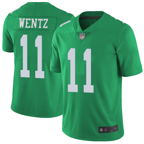 Men Philadelphia Eagles #11 Carson Wentz Limited Green Rush Vapor Untouchable NFL Jersey Football->philadelphia eagles->NFL Jersey